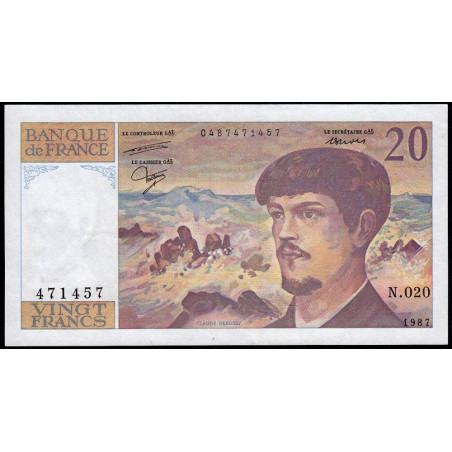 F 66-08 - 1987 - 20 francs - Debussy - Série N.020 - Etat : SUP