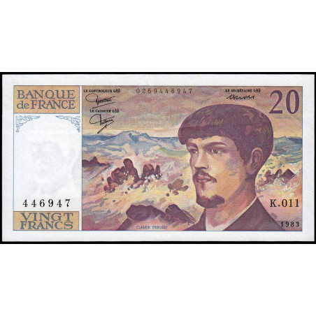 F 66-04 - 1983 - 20 francs - Debussy - Série K.011 - Etat : TTB