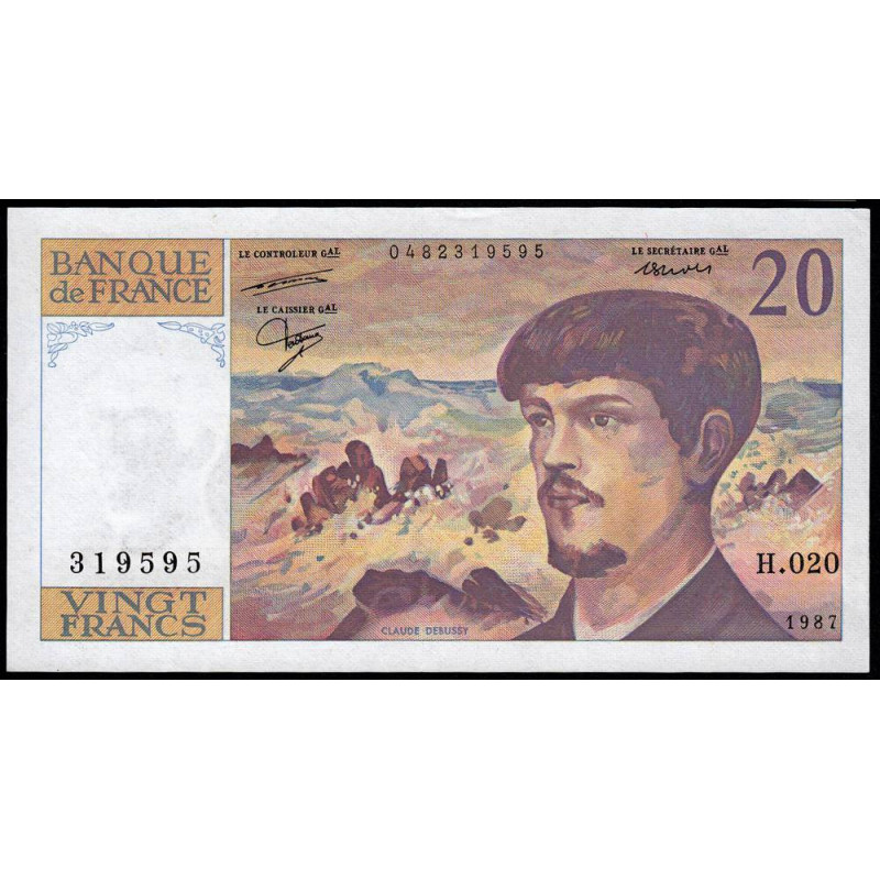 F 66-08 - 1987 - 20 francs - Debussy - Série H.020 - Etat : TTB+