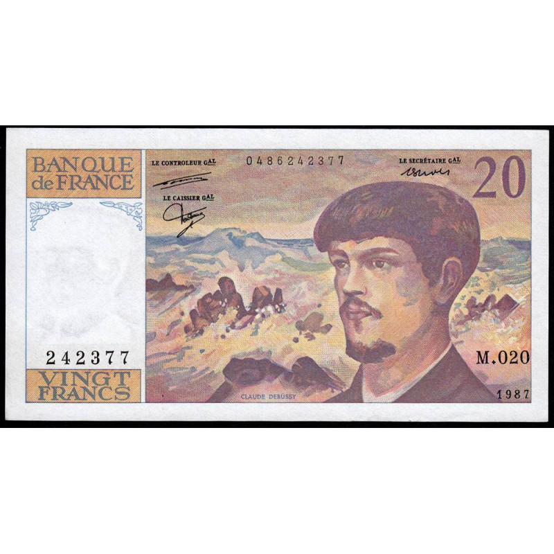 F 66-08 - 1987 - 20 francs - Debussy - Série M.020 - Etat : SUP