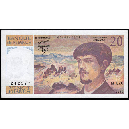 F 66-08 - 1987 - 20 francs - Debussy - Série M.020 - Etat : SUP