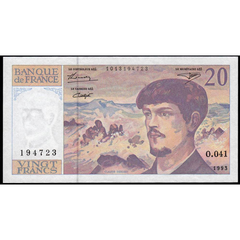 F 66bis-05 - 1993 - 20 francs - Debussy - Série O.041 - Etat : TTB+