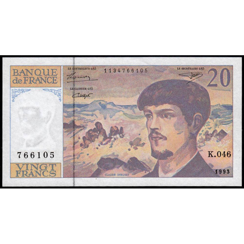 F 66bis-05 - 1993 - 20 francs - Debussy - Série K.046 - Etat : SUP