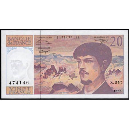 F 66ter-01 - 1995 - 20 francs - Debussy - Série X.047 - Etat : SPL