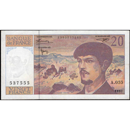 F 66ter-02 - 1997 - 20 francs - Debussy - Série A.055 - Etat : TTB-