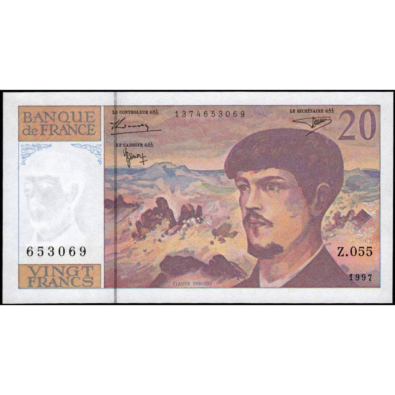 F 66ter-02 - 1997 - 20 francs - Debussy - Série Z.055 - Etat : NEUF