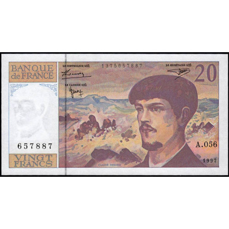 F 66ter-02 - 1997 - 20 francs - Debussy - Série A.056 - Etat : NEUF