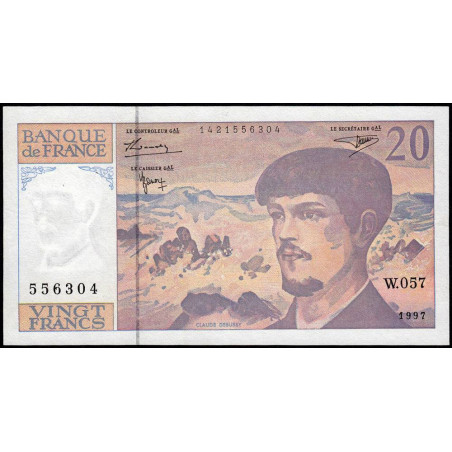 F 66ter-02 - 1997 - 20 francs - Debussy - Série W.057 - Remplacement - Etat : SUP