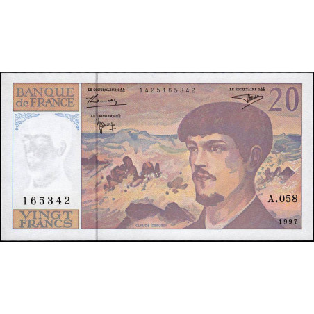 F 66ter-02 - 1997 - 20 francs - Debussy - Série A.058 - Etat : NEUF