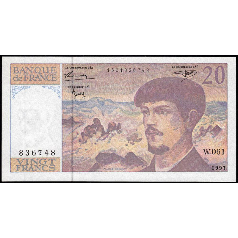 F 66ter-02 - 1997 - 20 francs - Debussy - Série W.061 - Remplacement - Etat : NEUF