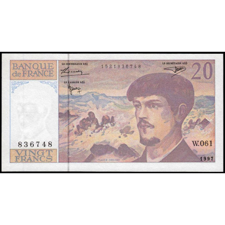 F 66ter-02 - 1997 - 20 francs - Debussy - Série W.061 - Remplacement - Etat : NEUF