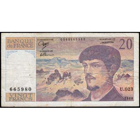 F 66-09 - 1988 - 20 francs - Debussy - Série U.023 - Etat : TB