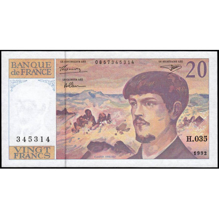 F 66bis-03 - 1992 - 20 francs - Debussy - Série H.035 - Etat : NEUF