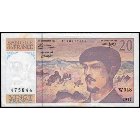 F 66ter-01 - 1995 - 20 francs - Debussy - Série W.048 - Remplacement - Etat : TB+