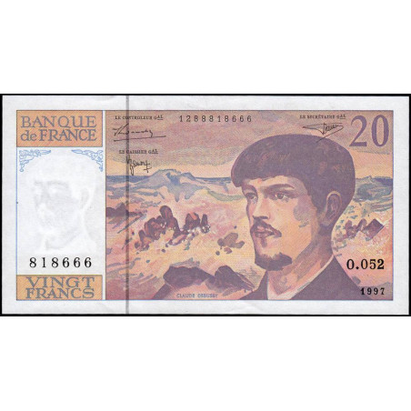 F 66ter-02 - 1997 - 20 francs - Debussy - Série O.052 - Etat : SUP+