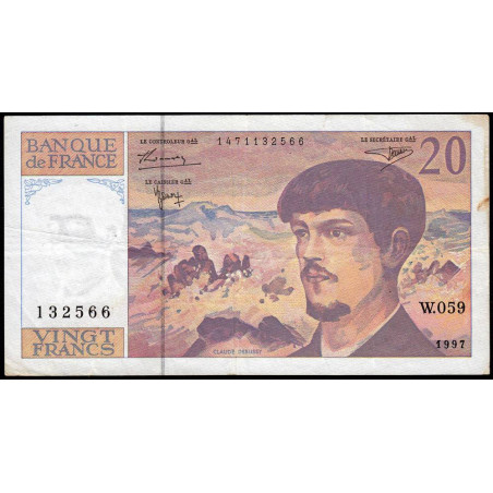 F 66ter-02 - 1997 - 20 francs - Debussy - Série W.059 - Remplacement - Etat : TB