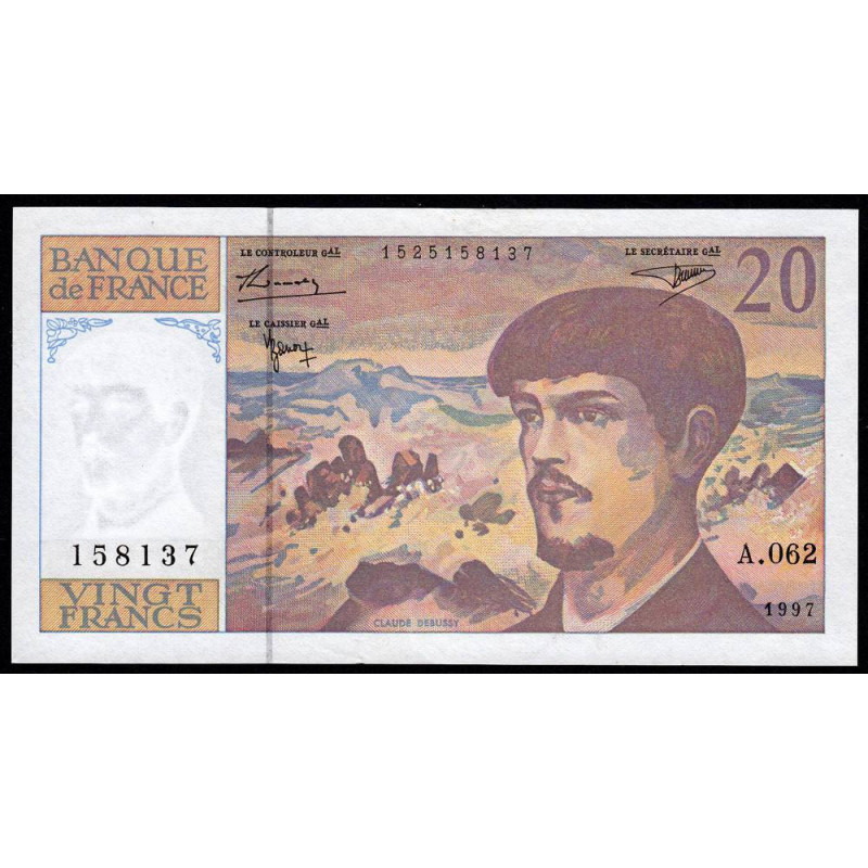 F 66ter-02 - 1997 - 20 francs - Debussy - Série A.062 - Etat : NEUF