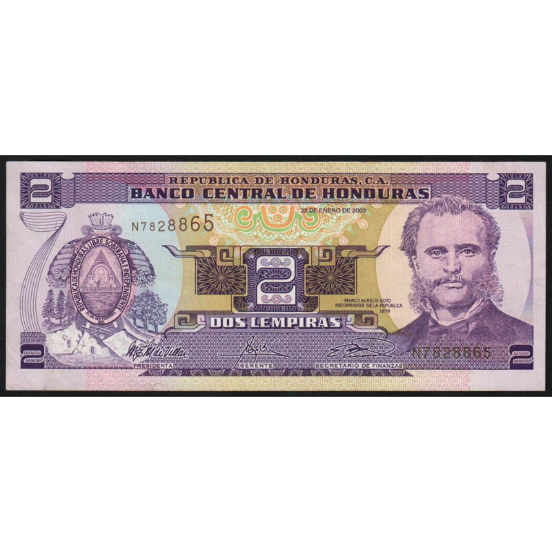 Honduras - Pick 80Ad - 2 lempiras - Série N - 23/01/2003 - Etat : NEUF