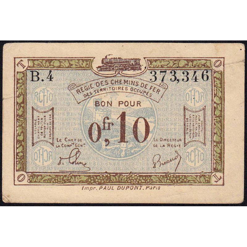 Allemagne - R.C.F.T.O. - Pirot 135-2 - Série B.4 - 10 centimes - 1923 - Etat : TTB