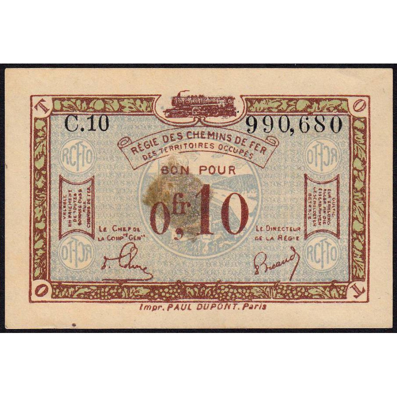 Allemagne - R.C.F.T.O. - Pirot 135-2 - Série C.10 - 10 centimes - 1923 - Etat : TB+