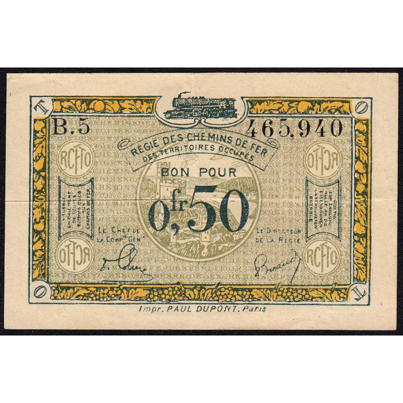 Allemagne - R.C.F.T.O. - Pirot 135-4 - Série B.5 - 50 centimes - 1923 - Etat : TTB+