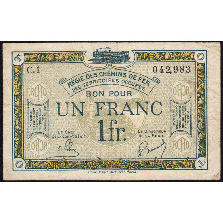 Allemagne - R.C.F.T.O. - Pirot 135-5 - Série C.1 - 1 franc - 1923 - Etat : TB+