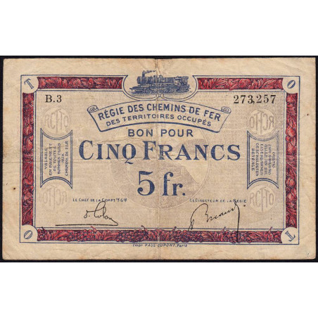 Allemagne - R.C.F.T.O. - Pirot 135-6 - Série B.3 - 5 francs - 1923 - Etat : TB