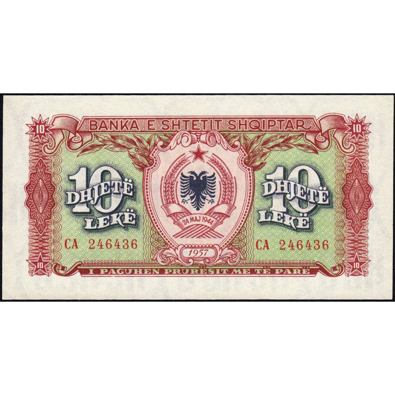 Albanie - Pick 28a - 10 lekë - Série CA - 1957 - Etat : NEUF