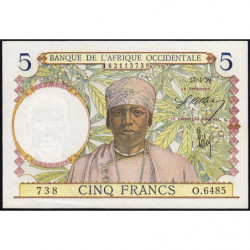 AOF - Pick 21_b4 - 5 Francs - Série O.6485 - 27/04/1939 - Etat : SPL+