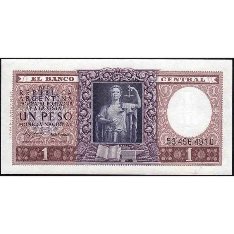 Argentine - Pick 263b_2 - 1 peso - Série D - 1956 - Etat : pr.NEUF
