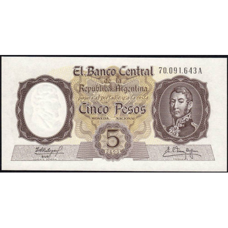 Argentine - Pick 275c - 5 pesos - Série A - 1960 - Etat : NEUF