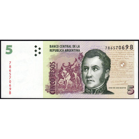 Argentine - Pick 347_3 - 5 pesos - Série B - 2001 - Etat : NEUF