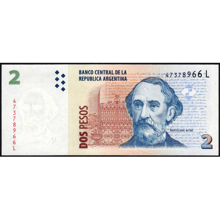 Argentine - Pick 352_6 - 2 pesos - Série L - 2010 - Etat : NEUF