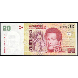 Argentine - Pick 355a_4 - 20 pesos - Série D - 2010 - Etat : NEUF