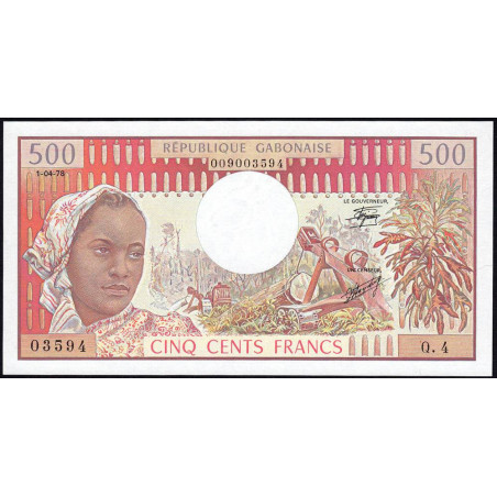 Gabon - Pick 2b - 500 francs - Série Q.4 - 01/04/1978 - Etat : NEUF