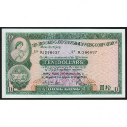 Hong Kong - HSBC - Pick 182h_2 - 10 dollars - Série RJ - 31/03/1978 - Etat : pr.NEUF