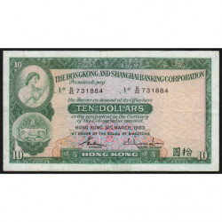 Hong Kong - Pick 182j - The H. S. B. C. - 10 dollars - 31/03/1983 - Etat : TTB