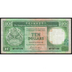 Hong Kong - HSBC - Pick 191a_3 - 10 dollars - Série NF - 01/01/1987 - Etat : TB