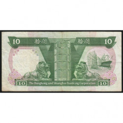 Hong Kong - HSBC - Pick 191a_3 - 10 dollars - Série NF - 01/01/1987 - Etat : TB