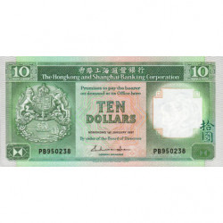 Hong Kong - HSBC - Pick 191a_3 - 10 dollars - Série PB - 01/01/1987 - Etat : NEUF