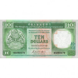Hong Kong - Pick 191b - The H. S. B. C. - 10 dollars - 01/01/1988 - Etat : NEUF