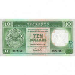 Hong Kong - Pick 191c2 - The H. S. B. C. - 10 dollars - 01/01/1992 - Etat : NEUF