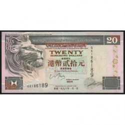 Hong Kong - Pick 201d - The H. S. B. C. Lim. - 20 dollars - 01/01/1998 - Etat : TTB