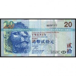 Hong Kong - Pick 207e - The H. S. B. C. Lim. - 20 dollars - 01/01/2008 - Etat : TTB+