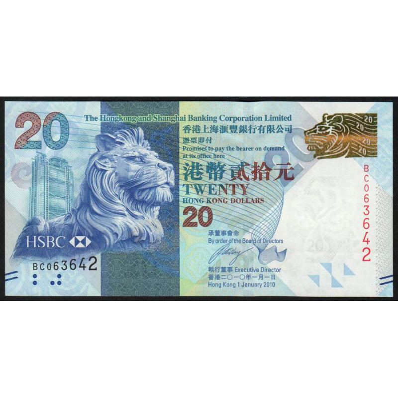 Hong Kong - HSBC Limited - Pick 212a - 20 dollars - Série BC - 01/01/2010 - Etat : NEUF