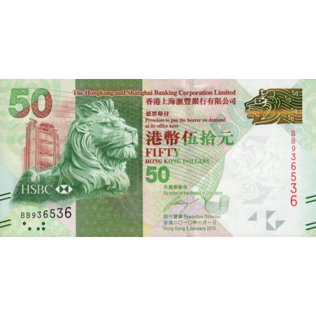 Hong Kong - HSBC Limited - Pick 213a - 50 dollars - Série BB - 01/01/2010 - Etat : NEUF