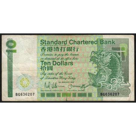 Hong Kong - Pick 278b - Standard Chartered Bank - 10 dollars - 01/01/1987 - Etat : TB+