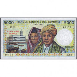 Comores - Pick 12a_2 - 5'000 francs - Série K.03 - 1988 - Etat : NEUF
