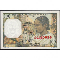 Comores - Pick 3b_2 - 100 francs - Série W.2967 (remplacement) - 1963 - Etat : pr.NEUF