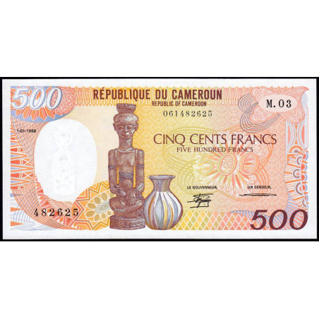 Cameroun - Pick 24a_4 - 500 francs - Série M.03 - 01/01/1988 - Etat : NEUF